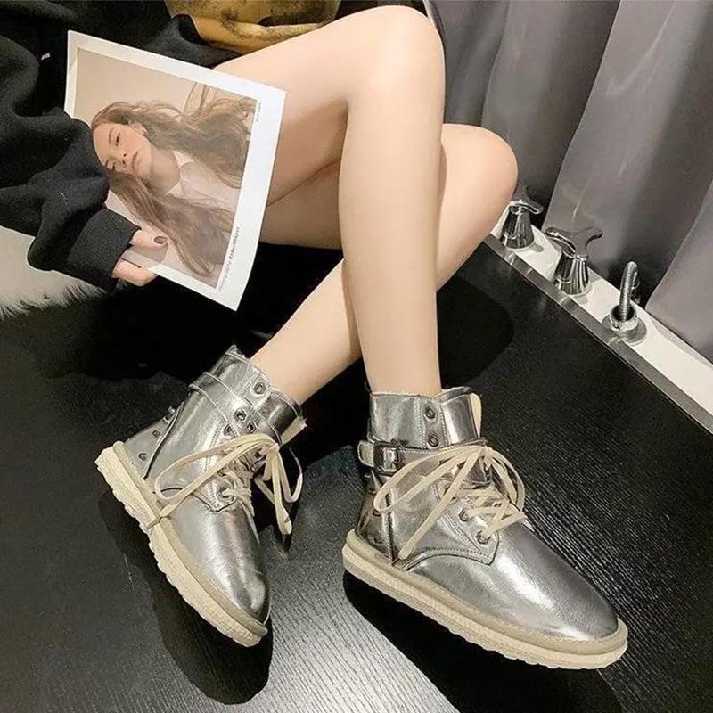 Snow Boots Women Winter Short Tube All-match Martin Boots Plus Velvet Padded Short Boots Cotton Shoes