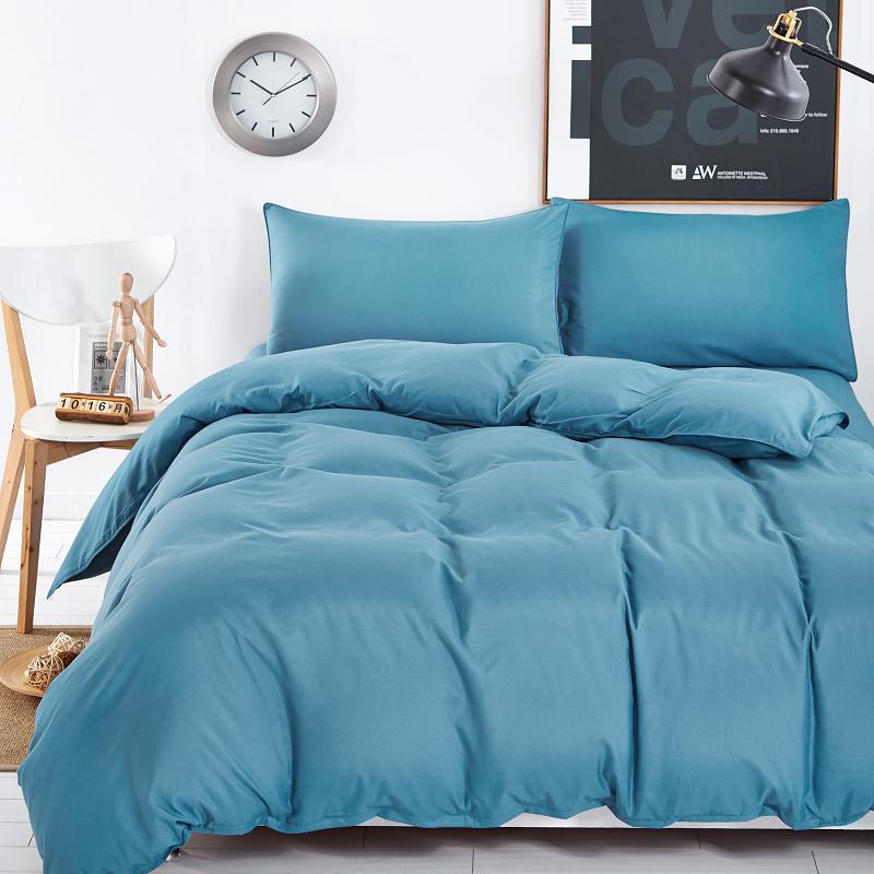 4pcs/set Solid Color Bedding Set Duvet Cover Bedding Sheet Pillowcase 4 Pieces Set