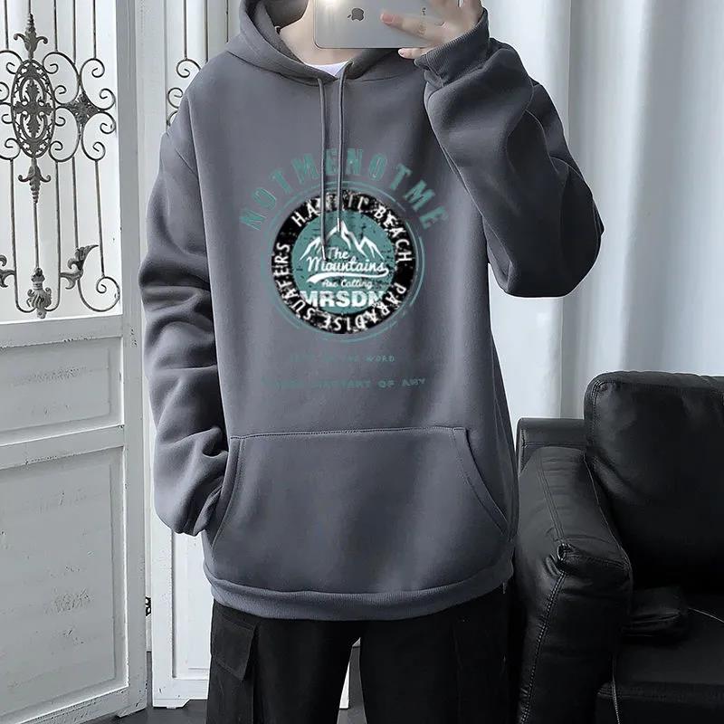 Winter Hooded Pullover Sweater Male Youth Plus Velvet Thick Warm Comfortable Loose Top