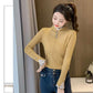 Half-high Collar Padded Bottoming Shirt Autumn and Winter All-match Lace Stitching Top Long-sleeved Knitted Sweater for Ladies