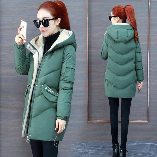 Winter Women's Warm Cotton Jackets Comfortable Women's Mid-length Winter Loose and Thick Warm Down Cotton Down Jackets
