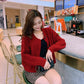 Autumn and Winter Retro Top Fashion Cardigan Casual Sweater Short Knit Young Women's Jacket