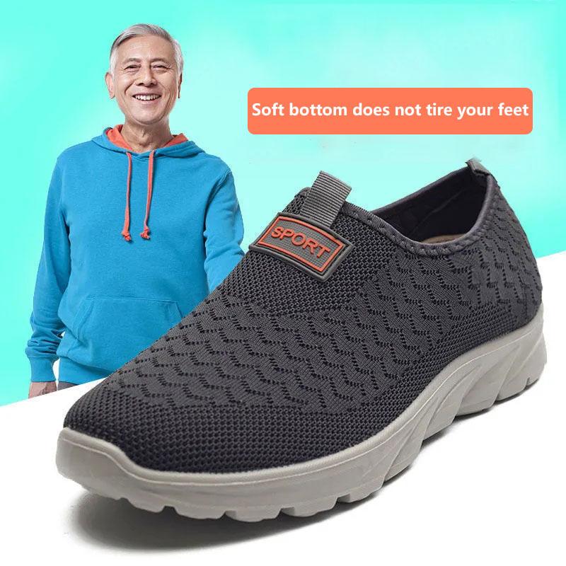 Soft-soled Shoes for The Elderly Men's Walking Shoes Casual Shoes for The Elderly Lightweight Breathable Non-slip Dad Canvas Shoes Mesh Shoes