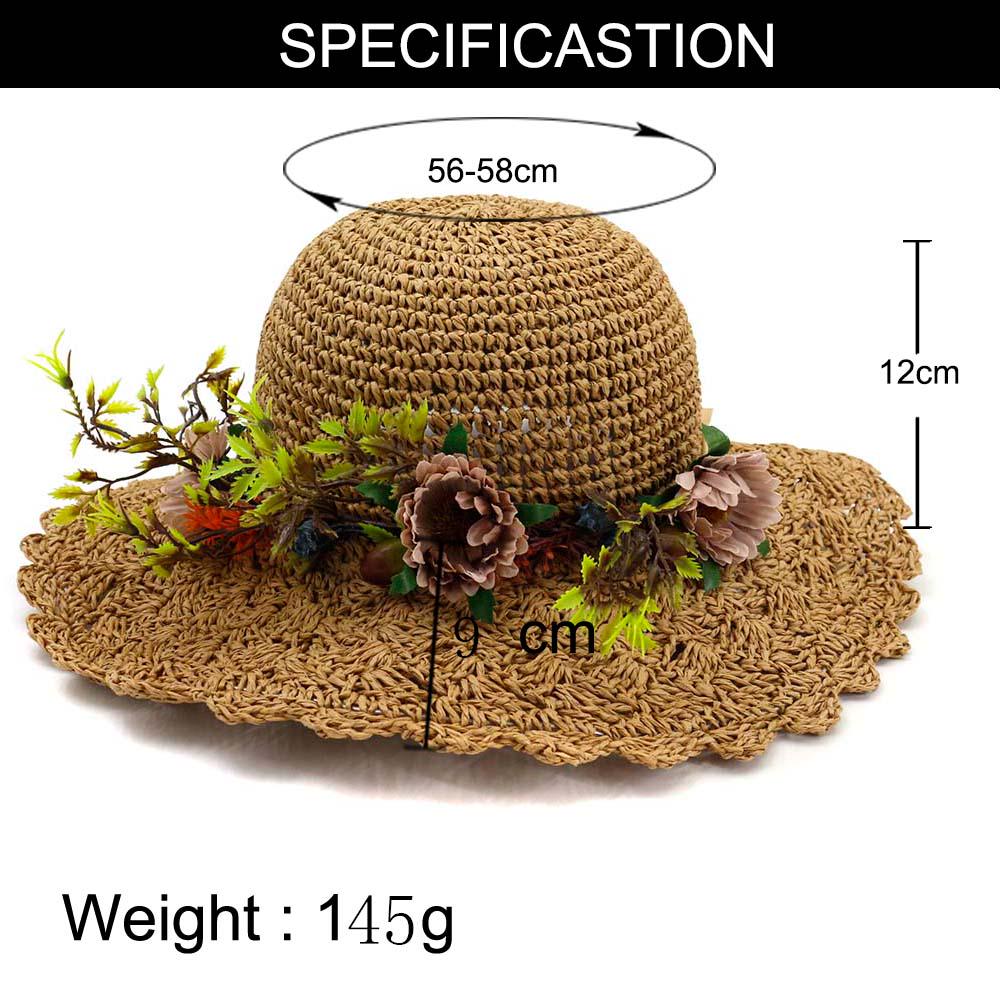 Straw Hat Floppy Women Ladies Summer Fashion Brim Beach Sun Dress Foldable Cap