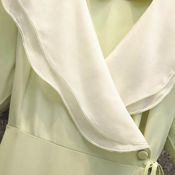 Dress Women's Summer Large Size Lapel Temperament V-neck Ruffled French Hepburn Dress