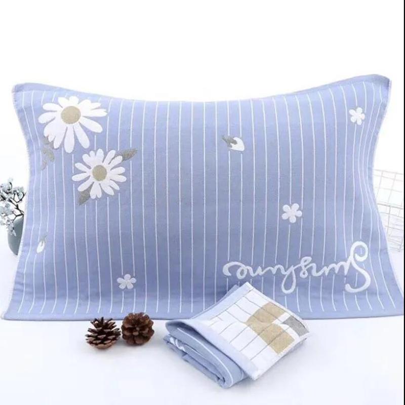 Simple Style Cotton Gauze Pillow Towel Large Pair High-end Adult Thickened Couples Non-shedding Non-fading Pillow Towel