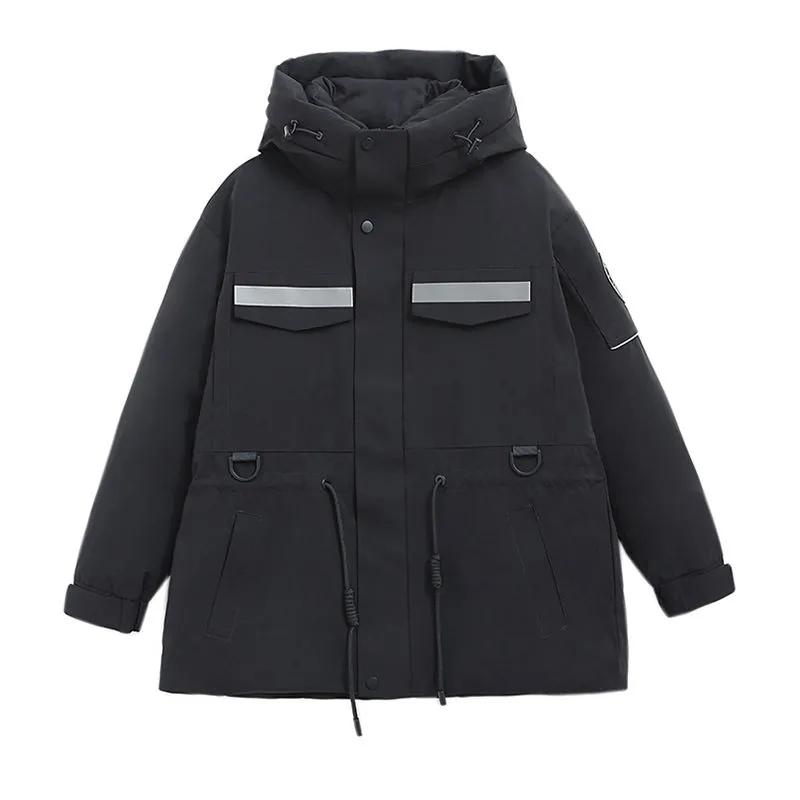 Down Jacket Women's Short Tooling White Duck Down Hooded Warm Pie To Overcome Winter Coat Mid-length Windproof Outdoor Sportswear