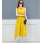 Womens Dress Summer Solid Color Pleated Chiffon Sleeveless Elasticated Belted Party Dress Womens