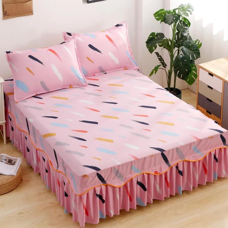 Korean Fashion Printed Bed Cover Double Bed Mattress Dust Cover Simmons Protective Cover