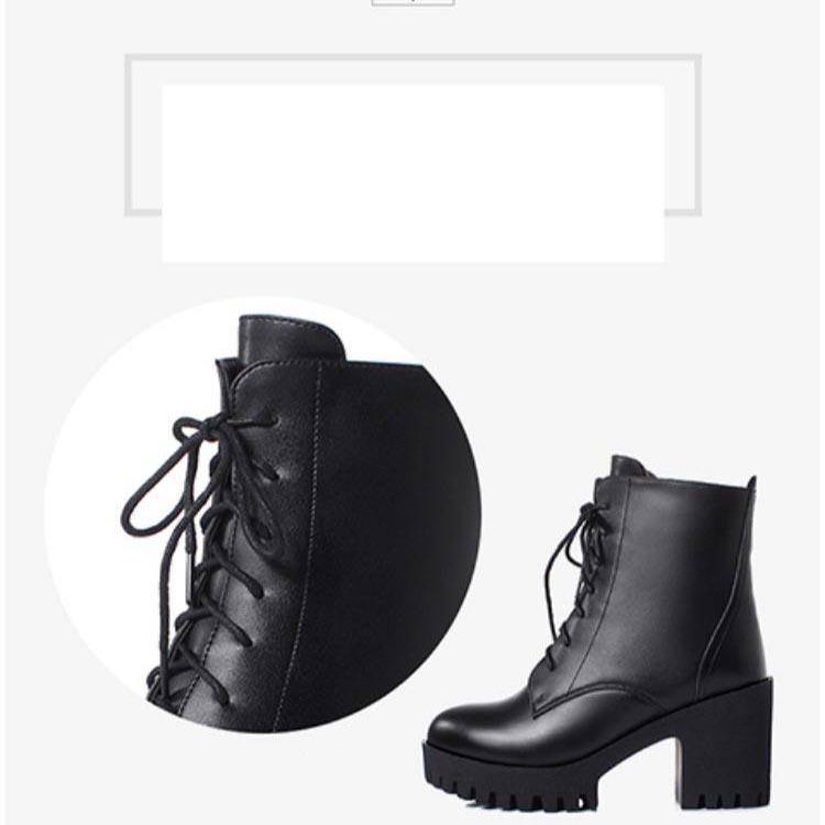 Autumn Winter Short Women Single Side Zipper High Heel Martin  Thick Heel Boots