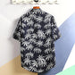 Hawaiian Beach Shirt Palm Leaf Print Tee Half Sleeve Retro Clothes Button Up Top Plus Size Loose Overshirt Casual Male Undies
