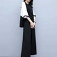 Women's Spring and Summer Two-piece Trousers Stitching Loose Round Neck Blouse Wide-leg Pants Casual Suit Plus Size Women's Clothing