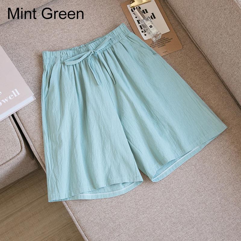 Summer Thin Section Breathable Cotton and Linen Shorts Women's Large Size Home Linen Five Points Loose Wide-leg Pants