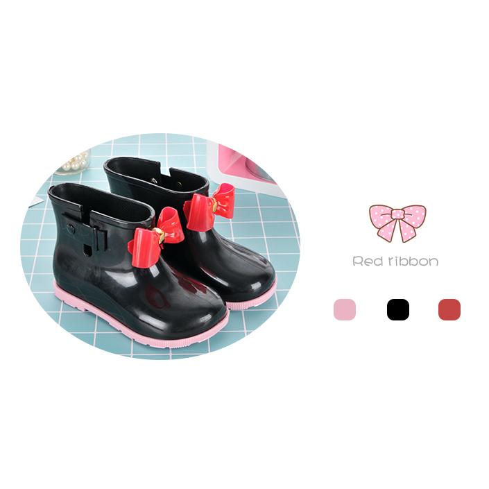 Children's Rain Shoes Water Shoes Non Slip Girls and Boys Bow Decoration Rain Boots Cartoon Four Seasons Rubber Rain Boots