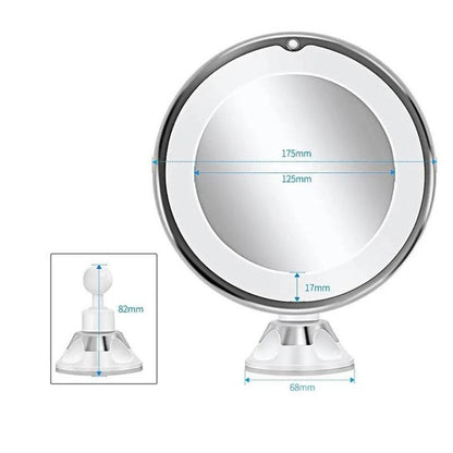 LED Makeup Mirror Portable Travel Desktop Mirror  Adjustable Touch Screen 10 Times Magnifying Glass