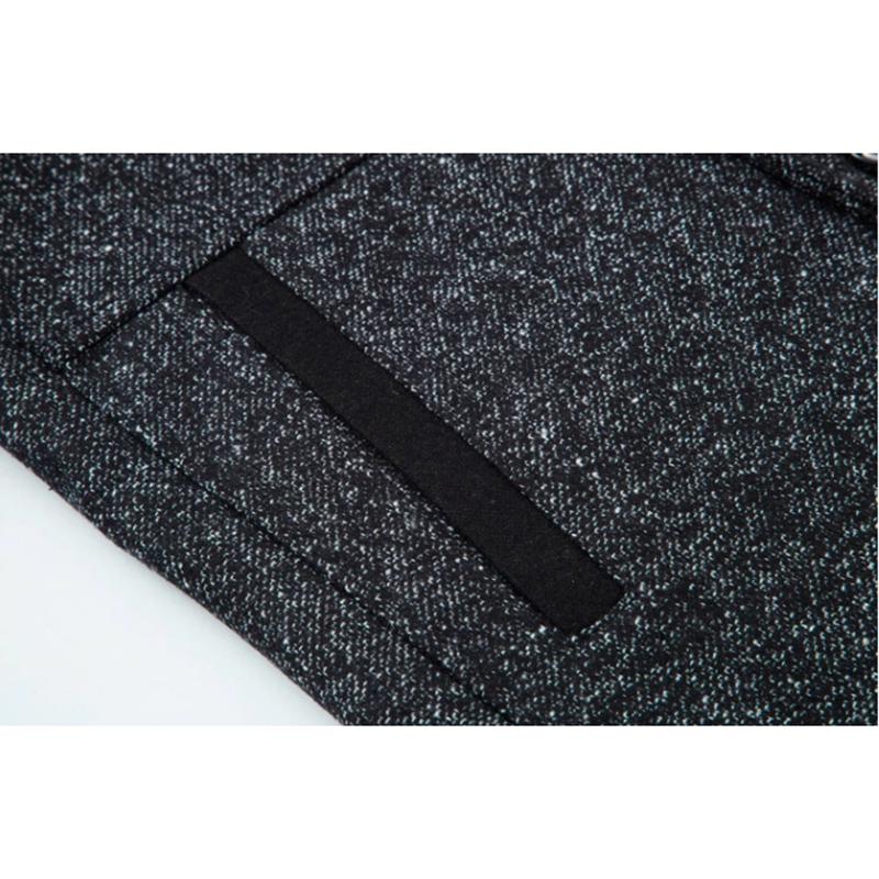 Men's Autumn and Winter Wool Plus Velvet Padded Jacket Stand-collar Casual Jacket Male Warm Thick Coats Mid-length Thick Coat Black Grey Outerwear