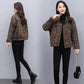 Lamb Wool Stitching Short Coat 2021 Autumn and Winter Plaid Wool Short Coat Cotton-padded Jacket Women