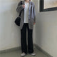 WTEMPO Elastic Waist Super Long Straight Leg Loose and Thin Women's Wide-leg Trousers High Waist Big Pocket