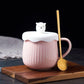 Ceramic Water Cup with Lid Spoon Cartoon Cute mugs Couple Cup Birthday Gift Coffee Cup Breakfast Cup