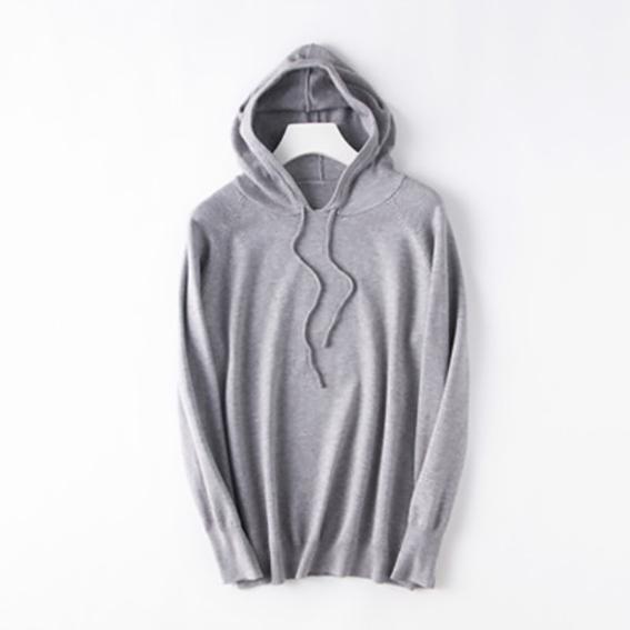 Autumn and Winter New Knit Sweater Women's Head Loose Bottom Solid Color Long-sleeved Hoodie