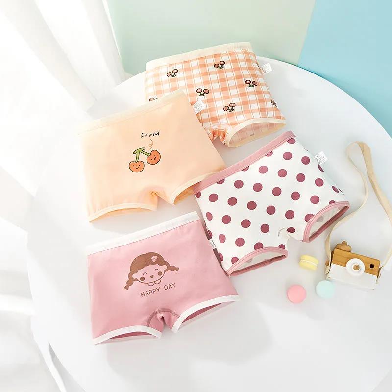 Girls Cartoon Briefs Modal Underwear Printing Panties Kids Brief Panties Soft Underpants Cute Florals Cutton Boxers