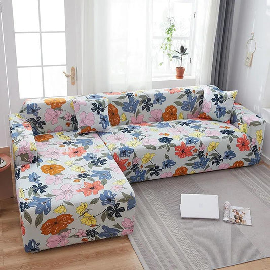 Square Lattice Printed L Shape Sofa Covers for Living Room Sofa Protector Anti-dust Elastic Stretch Covers for Corner Sofa Cover