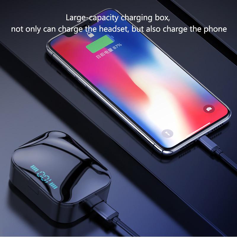 Bluetooth Earphones Mini LED Display Headphone Stero Sound 3500mah Power Bank Sport Wireless Headset