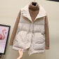 Autumn and Winter Korean Style Temperament Vest Solid Color Stand-up Collar Tie Coat Thickening Short Female Down Cotton Vest