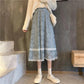 High Waist Lace Skirt Elegant Flower Embroidered Women's Summer A-line Bottoming Mid-length All-match Drape Skirt