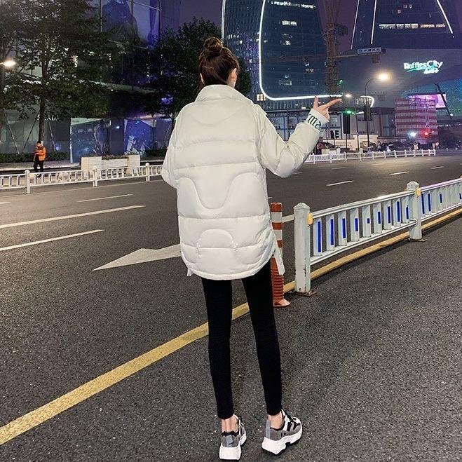 Winter Down Jacket Women's Short White Duck Down Loose Stand-up Collar Bright Surface Thickened Large Size Bread Jacket
