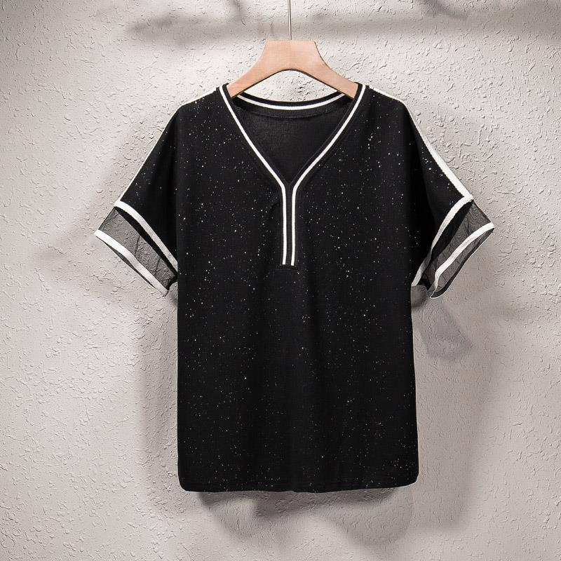 Plus Size Women Summer Casual Suit Summer Loose and Thin Mesh Short-sleeved Shorts Two-piece Suit Sets