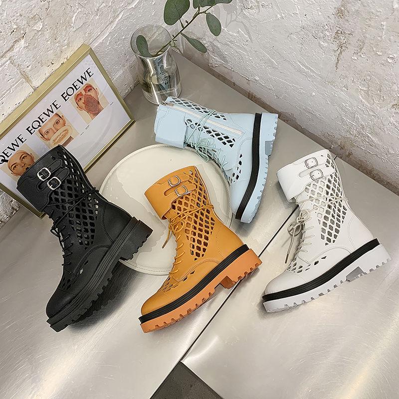 Chimney Boots Candy Color Women's Shoes Hollow Hole Cool Boots Motorcycle Boots Martin Boots Thick Bottom