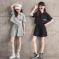 Girls Summer Cotton Suit Breathable Sweat-absorbing Soft and Comfortable Short-sleeved Casual Sports T-shirt + Shorts Two-piece Set