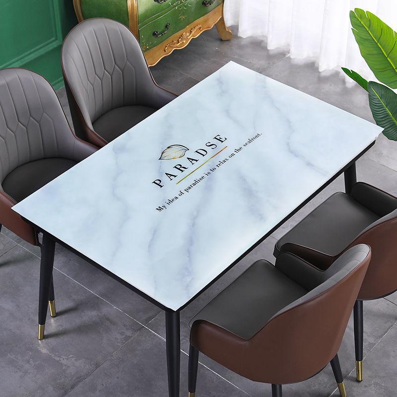 Nordic Style Pvc Crystal Plate Light Luxury Soft Glass Coffee Table Cushion Printing Table Mat Waterproof and Oil-proof Disposable Tablecloth