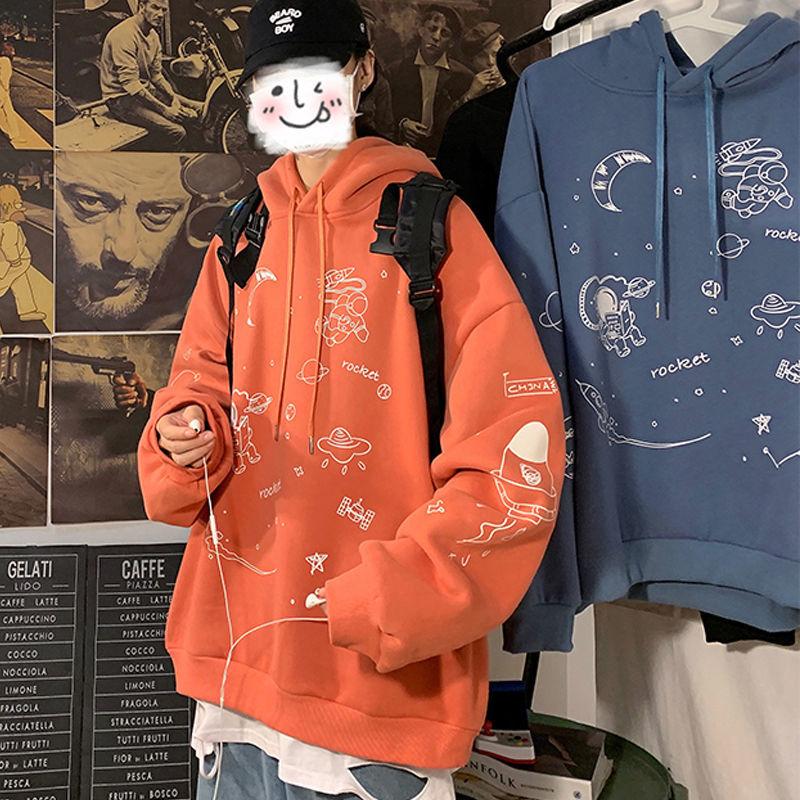 Ladies Graffiti Hooded  Sweatshirt Wool 100% Pure Cotton Sportswear Sports Sweater Casual Loose Pullover