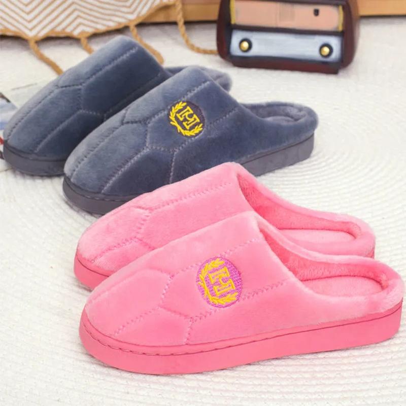 Couple Slippers Striped Cloth Bottom Warm Slippers Non Slipping Shoes