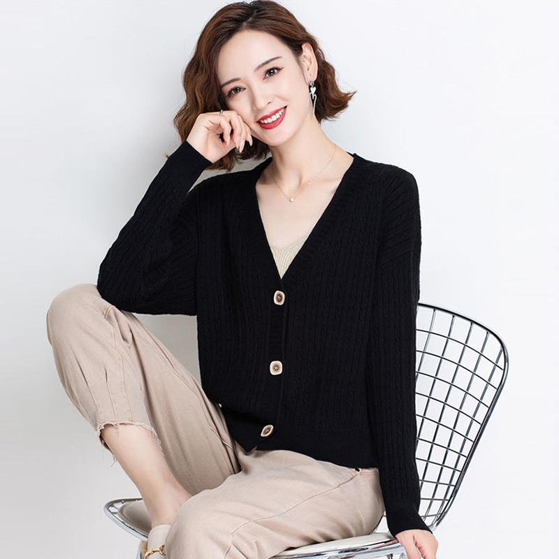 Early Autumn Retro Twist V-neck Short Top All-match Sweater Cardigan 2021 Korean Style Knitted Jacket Women