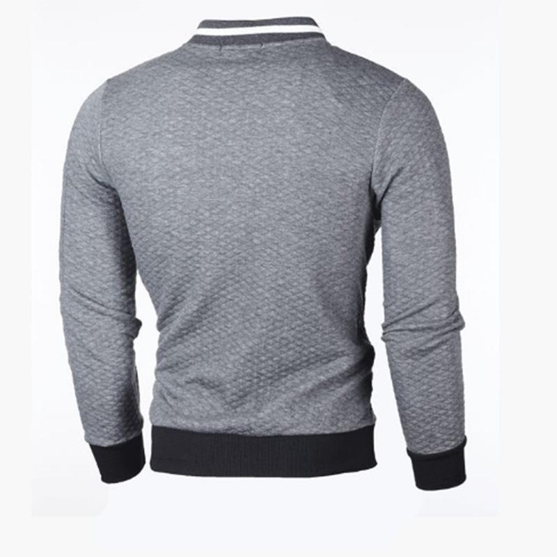 Jacket Zipper Stand Collar Jacket Men's Casual Solid Color Sports Plaid Cardigan Fashion Top