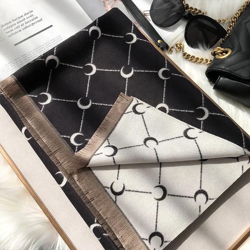 Imitation Cashmere Scarf Winter Double-sided Printing Oversized Shawl Korean Version of Wild Lengthened Thick Warm Scarf Shawl