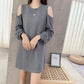 Spring and Autumn Retro Bottoming Shirt Strapless Sexy Bag Hip One-piece Dress Loose Solid Color Long-sleeved Dress Female Scheming Niche Design