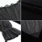 Mesh Velvet Top Spring and Autumn French Style High-end Puff Sleeves Exposed Collarbone Hollow Shirt Women