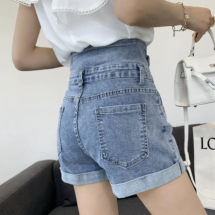 Large Size High Waist Denim Shorts Women's Summer Fashion Casual All-match A-line Pants Wide-leg Pants