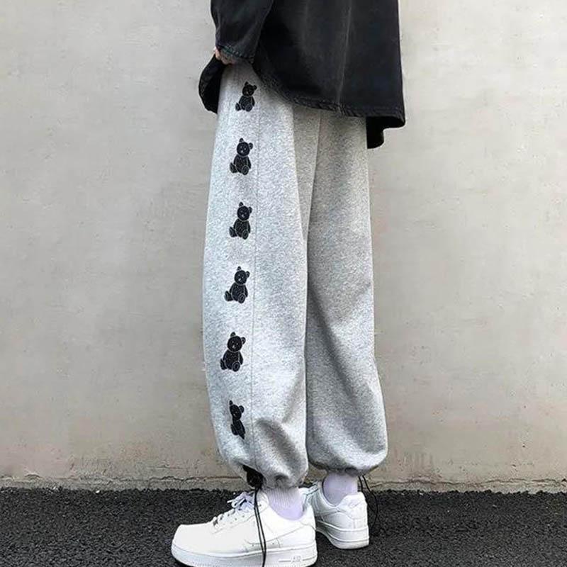 Women's Black Sports Pants Plus Velvet Thickened Autumn and Winter Pants Women's Outer Wear Korean Style Loose Student Leisure Beamed Wide-leg Pants