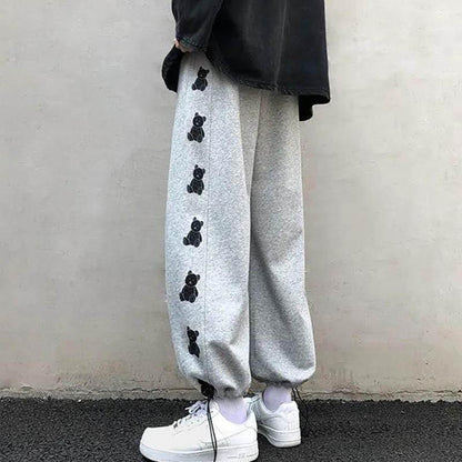Women's Black Sports Pants Plus Velvet Thickened Autumn and Winter Pants Women's Outer Wear Korean Style Loose Student Leisure Beamed Wide-leg Pants