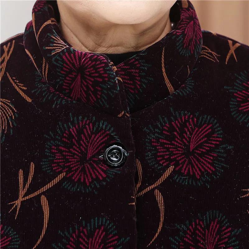 Grandma Clothes Middle-aged and Elderly Winter Clothes Women Plus Velvet Thick Padded Jacket Elderly Clothes Mother Autumn and Winter Coat