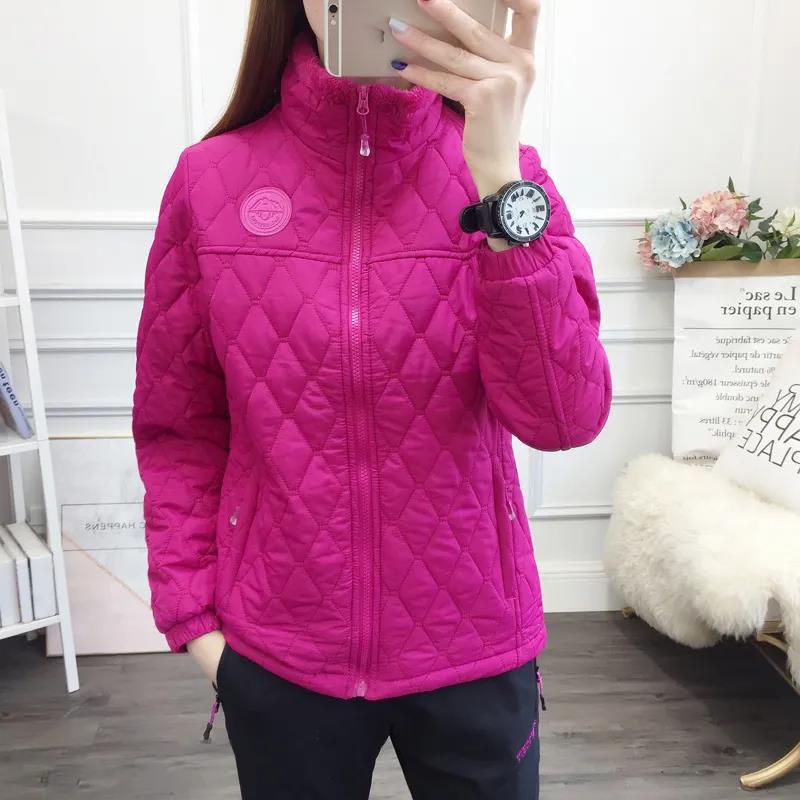 Outdoor Polar Fleece Jacket Winter Plus Velvet Thickened Warmth Short Stand-up Collar Waterproof and Windproof Jacket Suitable for Women