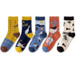Five Pairs of Women's Socks Fashion Print Cartoon Pattern Socks Winter Thick Warm Pile Pile Socks