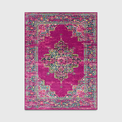 Retro Rose Purple Carpet Persian Ethnic Style Kitchen Carpet Living Room Bedroom Bedside Non-slip Carpet Floor Mat
