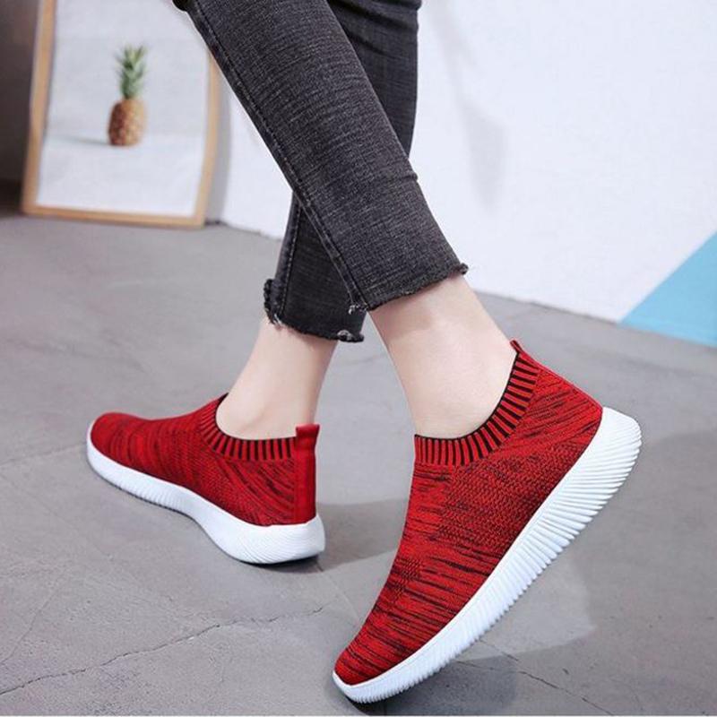 Women's Shoes Spring and Summer Women's Shoes Mesh One Pedal Lightweight Sports Shoes Flying Woven Breathable Single Shoes