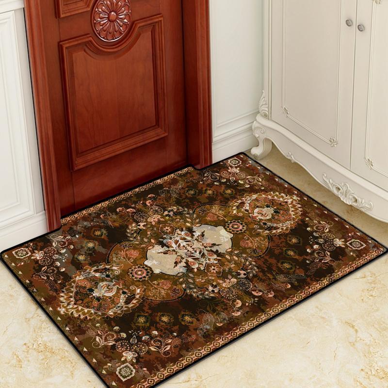 Retro Home Land Pad Door Pad Entrance Home Entoucted Porch Mat Door Foot Pad Water Absorbing Continental Carpet Living Room 60*90cm